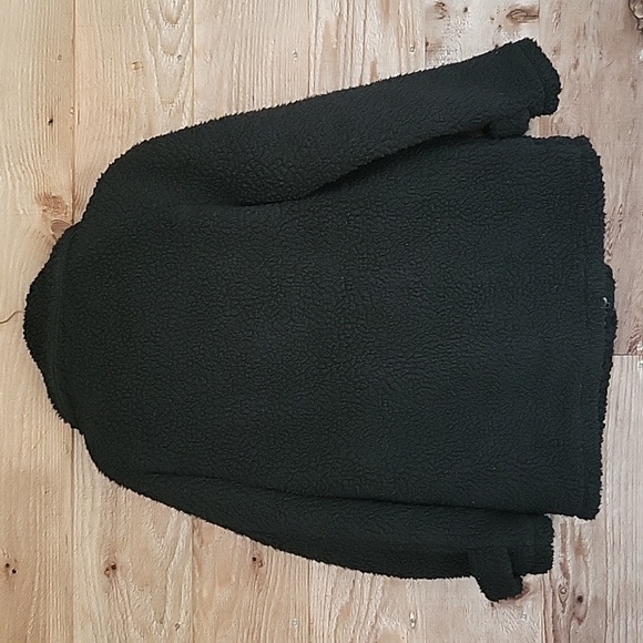 Coffee Shop NY Black Size Medium Collared Zip-Front Fleece Coat NWT - Picture 6 of 9